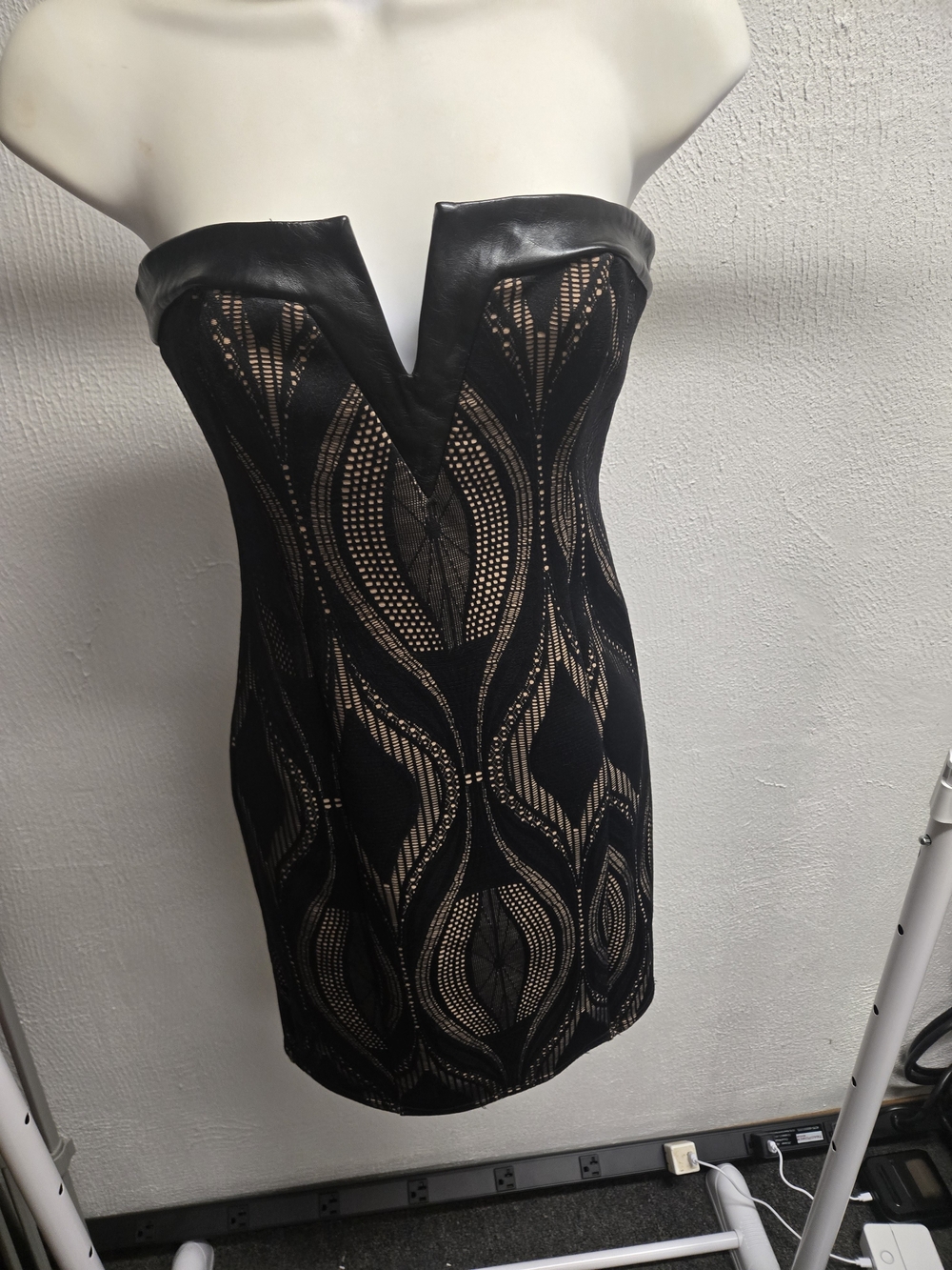 Guess Black and Nude Strapless Mini Dress